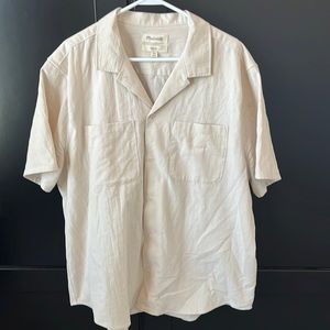 Madewell Beige Short Sleeve Button Down Shirt